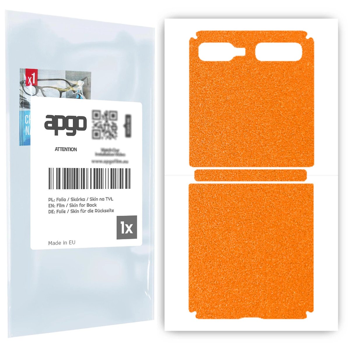 Folia naklejka skórka strukturalna na TYŁ do Samsung Galaxy Z Flip 5G -  Pomarańczowy Pastel Matowy Chropowaty Baranek - apgo SKINS