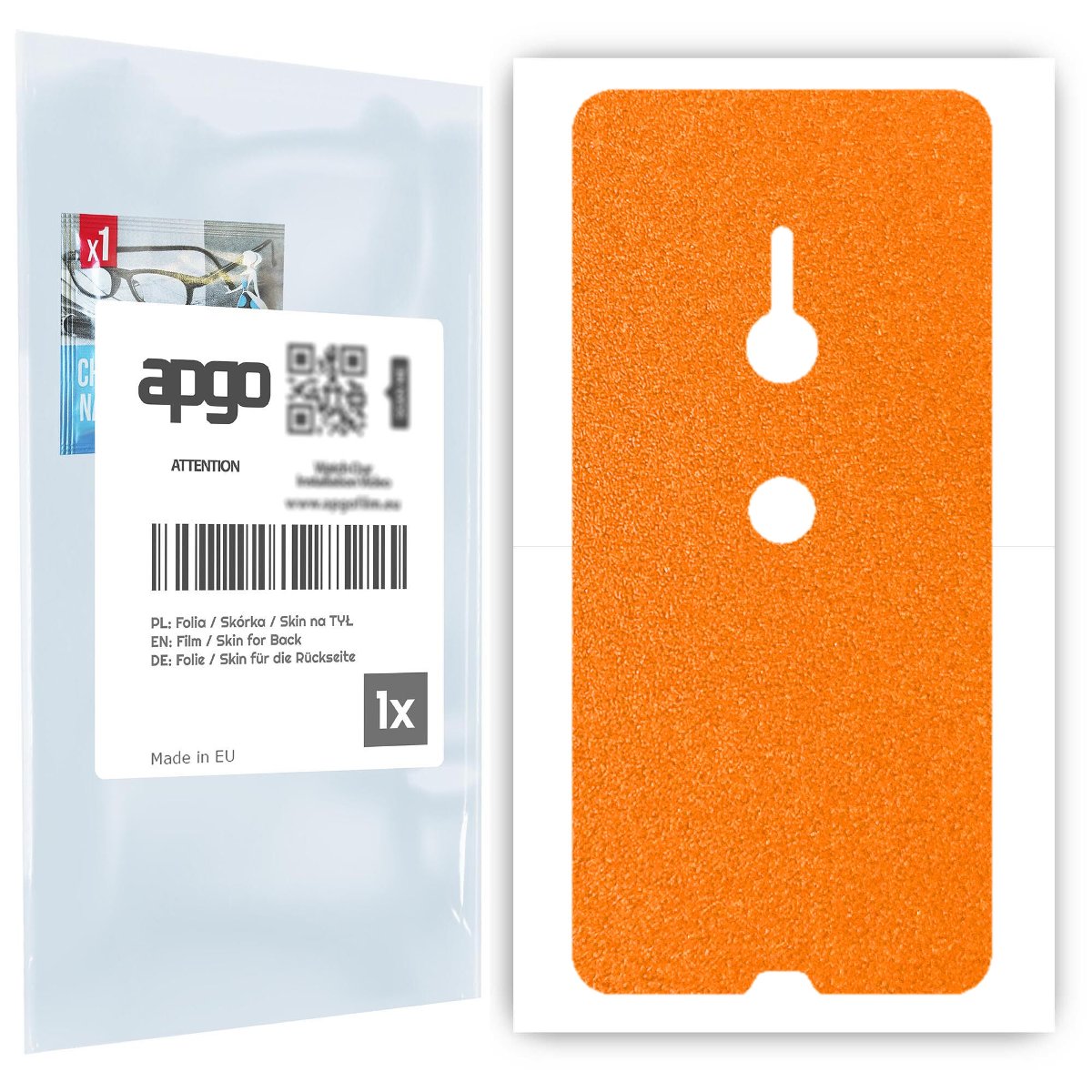 Folia naklejka skórka strukturalna na TYŁ do Sony Xperia XZ3 -  Pomarańczowy Pastel Matowy Chropowaty Baranek - apgo SKINS