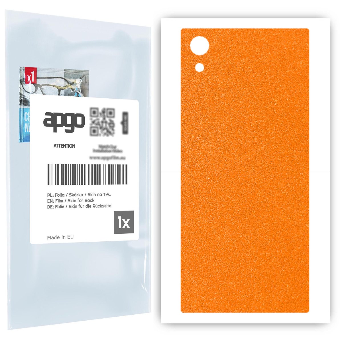 Folia naklejka skórka strukturalna na TYŁ do Sony Xperia XA1 -  Pomarańczowy Pastel Matowy Chropowaty Baranek - apgo SKINS