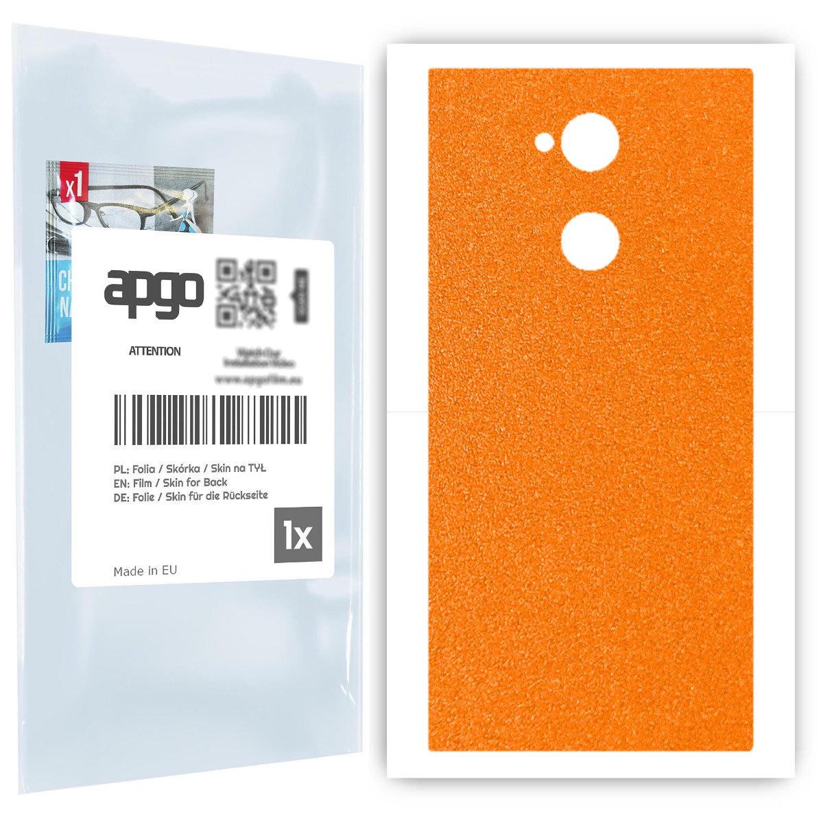 Folia naklejka skórka strukturalna na TYŁ do Sony Xperia XA2 Ultra -  Pomarańczowy Pastel Matowy Chropowaty Baranek - apgo SKINS