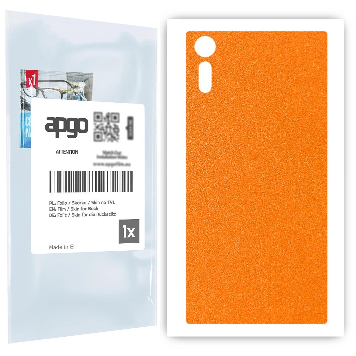 Folia naklejka skórka strukturalna na TYŁ do Sony Xperia XZ -  Pomarańczowy Pastel Matowy Chropowaty Baranek - apgo SKINS