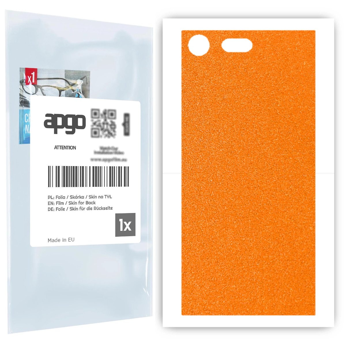 Folia naklejka skórka strukturalna na TYŁ do Sony Xperia XZ Premium -  Pomarańczowy Pastel Matowy Chropowaty Baranek - apgo SKINS