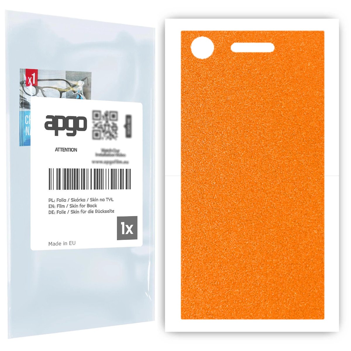 Folia naklejka skórka strukturalna na TYŁ do Sony Xperia XZ1 -  Pomarańczowy Pastel Matowy Chropowaty Baranek - apgo SKINS