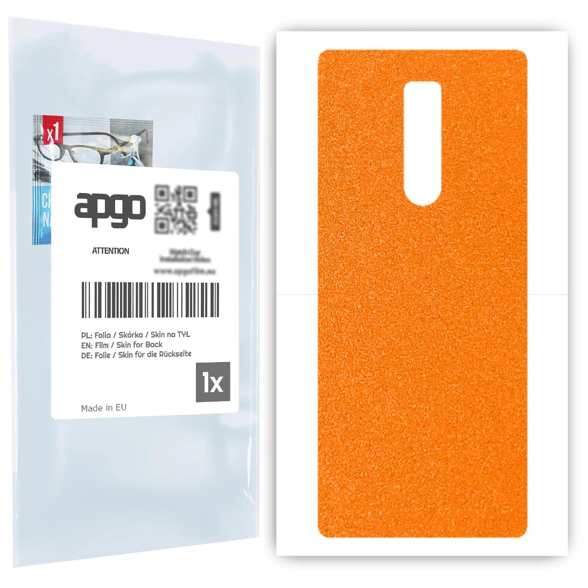 Folia naklejka skórka strukturalna na TYŁ do Sony Xperia 1 -  Pomarańczowy Pastel Matowy Chropowaty Baranek - apgo SKINS