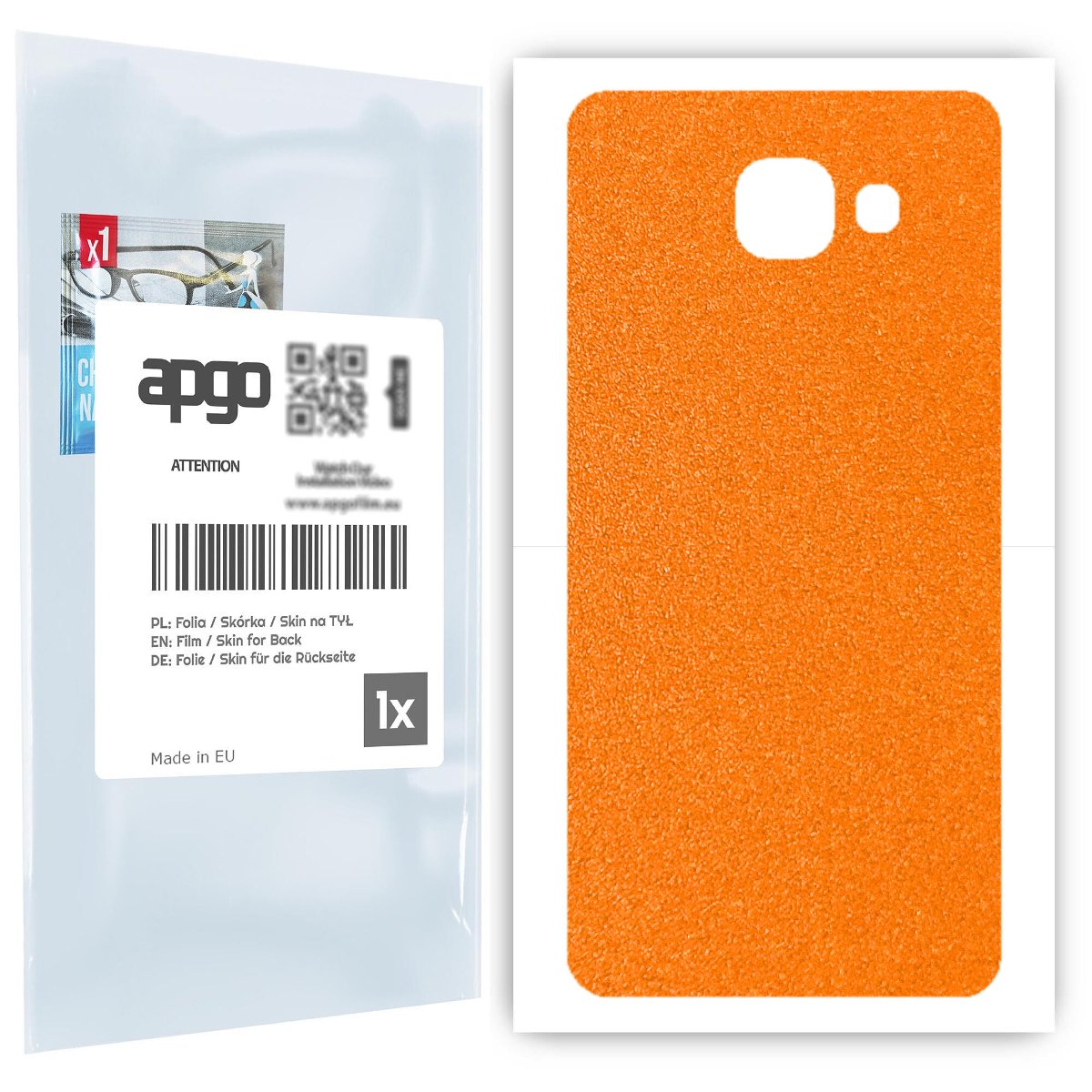 Folia naklejka skórka strukturalna na TYŁ do Samsung Galaxy A5 (2016) -  Pomarańczowy Pastel Matowy Chropowaty Baranek - apgo SKINS