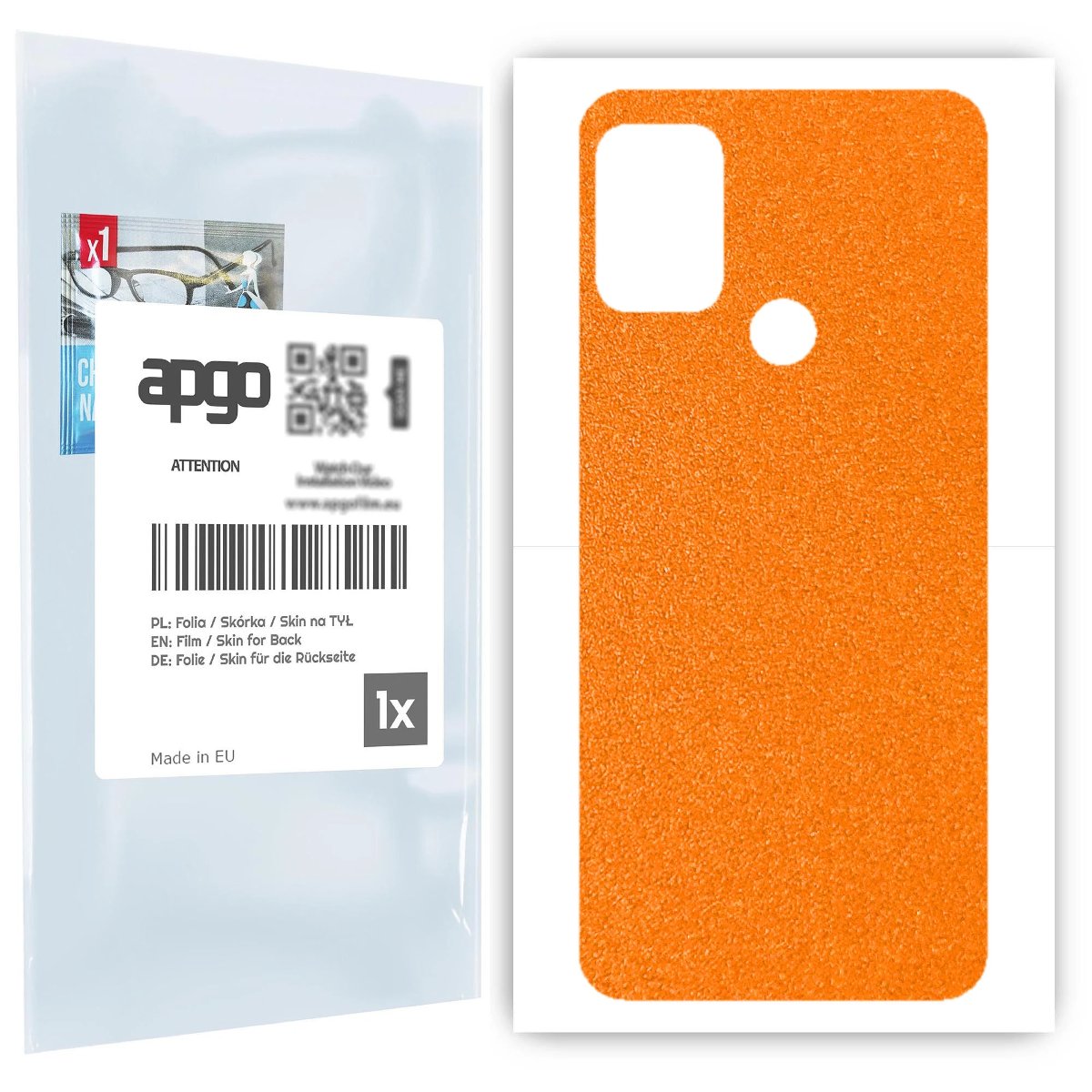 Folia naklejka skórka strukturalna na TYŁ do Motorola Moto G30 -  Pomarańczowy Pastel Matowy Chropowaty Baranek - apgo SKINS