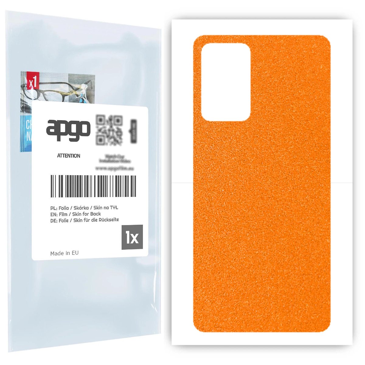 Folia naklejka skórka strukturalna na TYŁ do Samsung Galaxy A72 -  Pomarańczowy Pastel Matowy Chropowaty Baranek - apgo SKINS