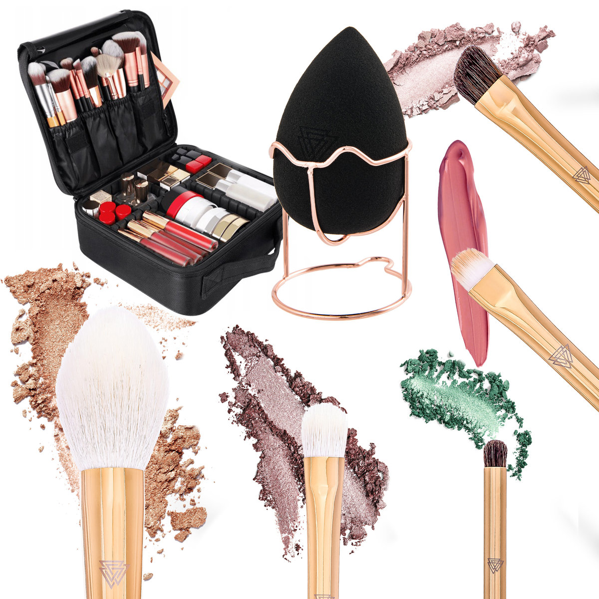 Pagano, Zestaw pędzli do makijażu z Gąbeczką, 7 szt.