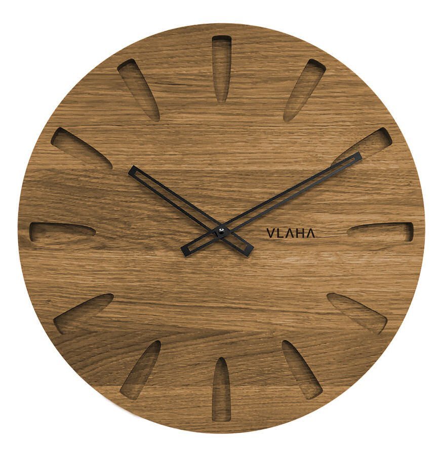 VLAHA VCT1022 zegar dębowy Grand czarny, śr. 45 cm
