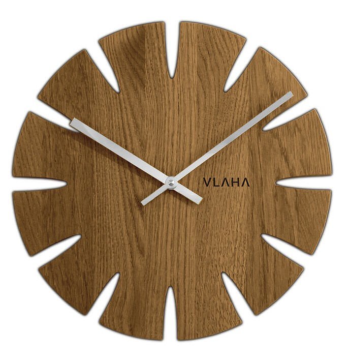 Vlaha VCT1014 Zegar dębowy, śr. 32,5 cm, srebrny