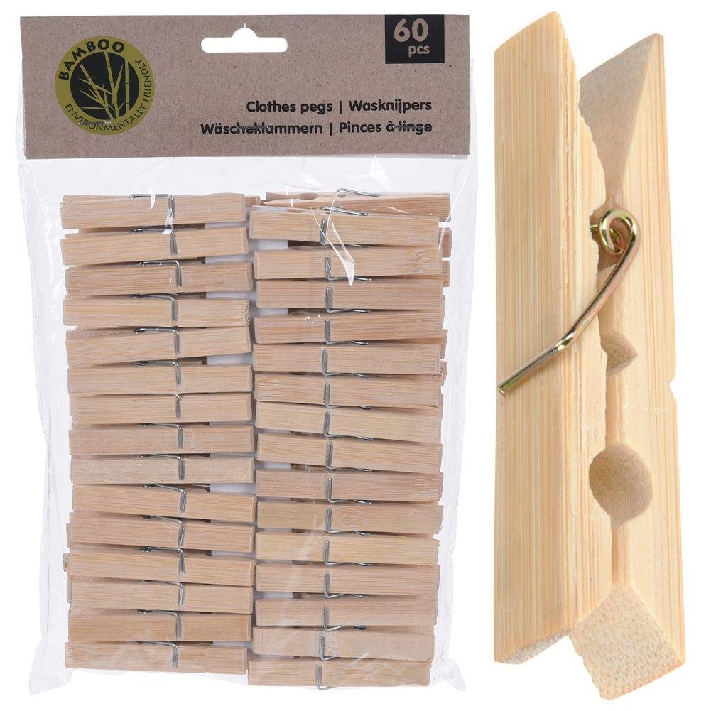 Klamerki drewniane bambusowe na pranie spinacze żabki na ubrania bieliznę zestaw 60 sztuk kod: O-779018 + Sprawdź na SuperWnetrze.pl - NATYCHMIASTOWA WYSYŁKA !!