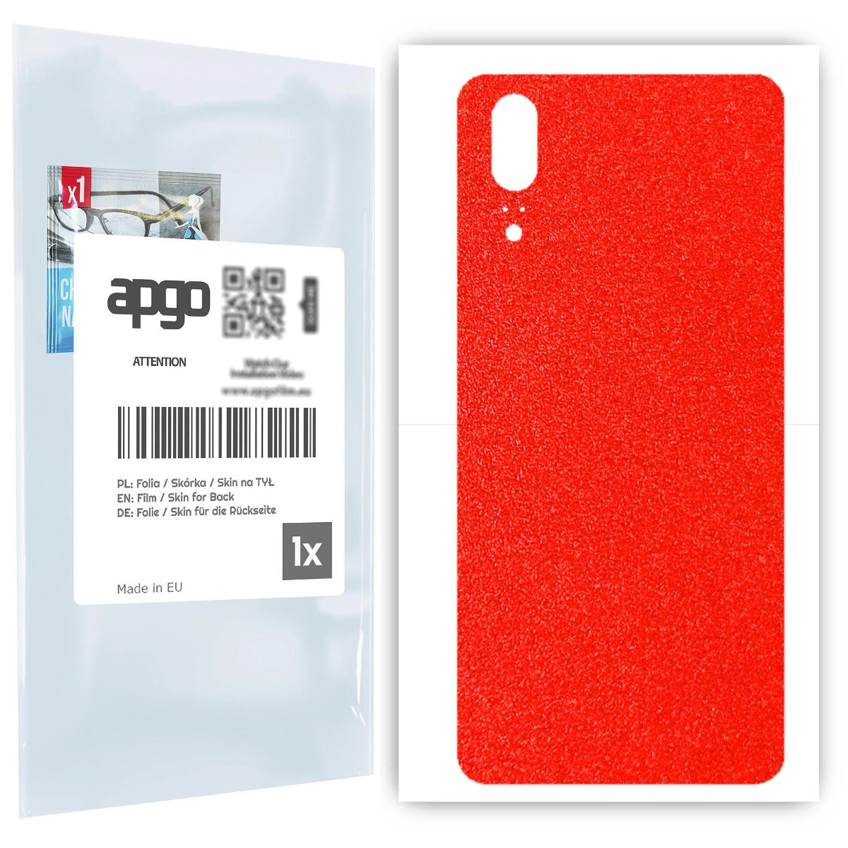 Folia naklejka skórka strukturalna na TYŁ do Huawei P20 -  Czerwony Pastel Matowy Chropowaty Baranek - apgo SKINS