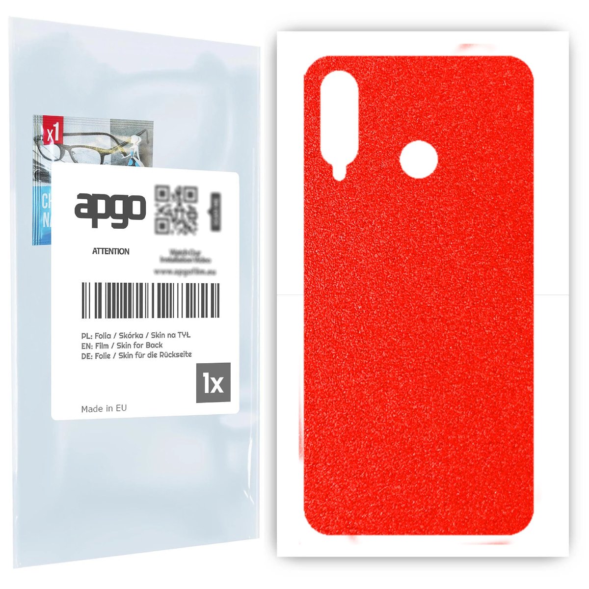 Folia naklejka skórka strukturalna na TYŁ do Huawei P30 lite -  Czerwony Pastel Matowy Chropowaty Baranek - apgo SKINS