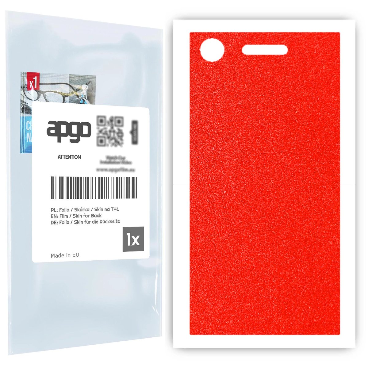 Folia naklejka skórka strukturalna na TYŁ do Sony Xperia XZ1 -  Czerwony Pastel Matowy Chropowaty Baranek - apgo SKINS