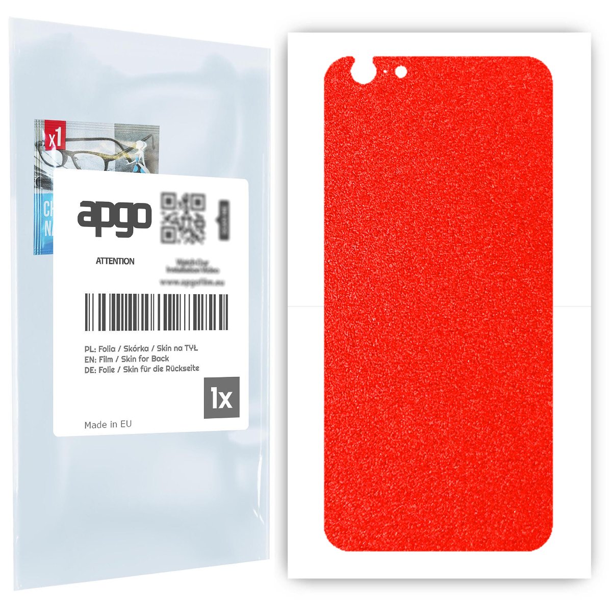 Folia naklejka skórka strukturalna na TYŁ do Apple iPhone 6s -  Czerwony Pastel Matowy Chropowaty Baranek - apgo SKINS