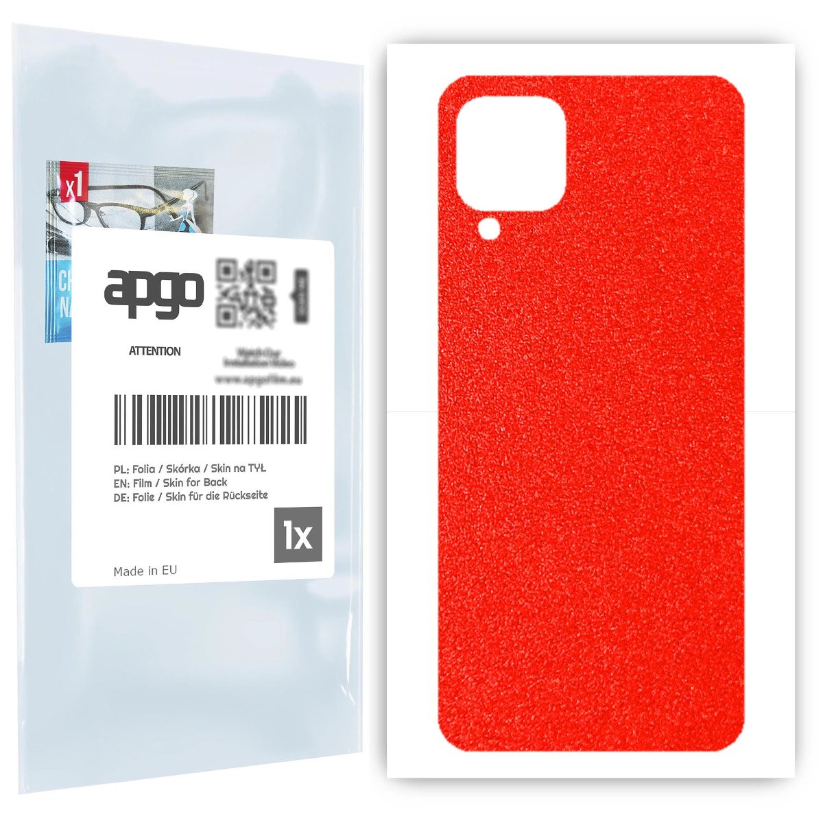 Folia naklejka skórka strukturalna na TYŁ do Samsung Galaxy M12 -  Czerwony Pastel Matowy Chropowaty Baranek - apgo SKINS