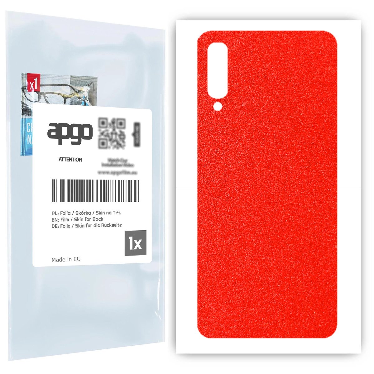 Folia naklejka skórka strukturalna na TYŁ do Samsung Galaxy A50 -  Czerwony Pastel Matowy Chropowaty Baranek - apgo SKINS