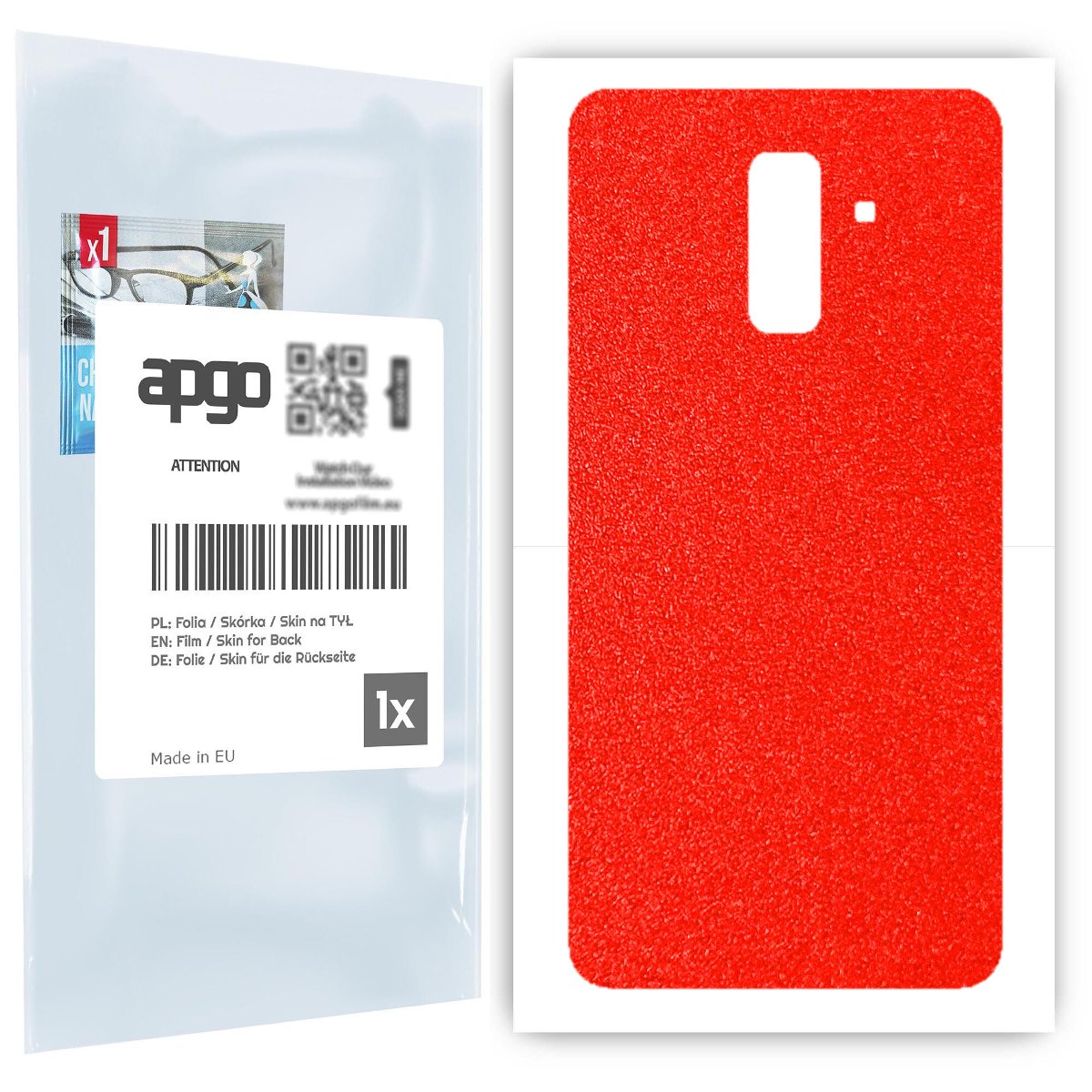 Folia naklejka skórka strukturalna na TYŁ do Samsung Galaxy A6+ (2018) -  Czerwony Pastel Matowy Chropowaty Baranek - apgo SKINS