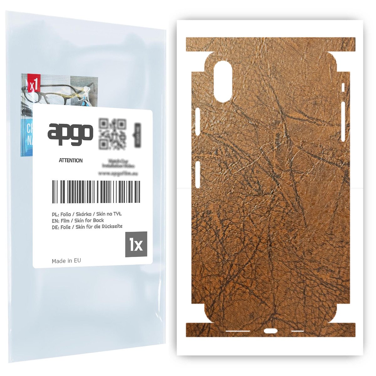 Folia naklejka skórka strukturalna na TYŁ+BOKI do Apple iPhone XS Max -  Skóra Vintage - apgo SKINS