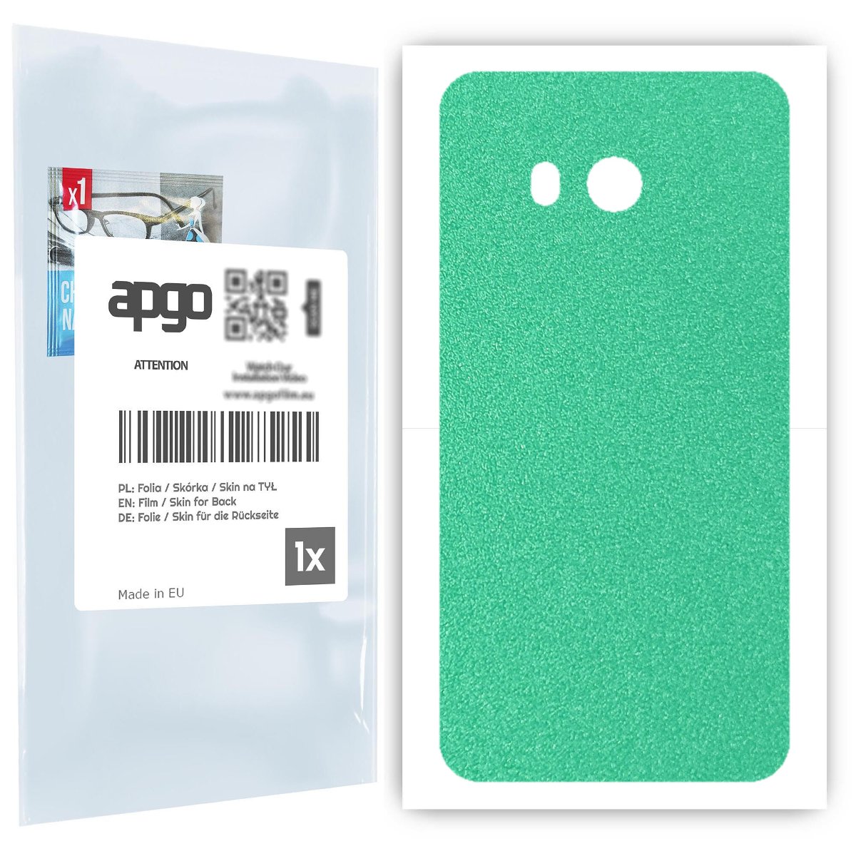 Folia naklejka skórka strukturalna na TYŁ do HTC U11 -  Seledynowy Pastel Matowy Chropowaty Baranek - apgo SKINS