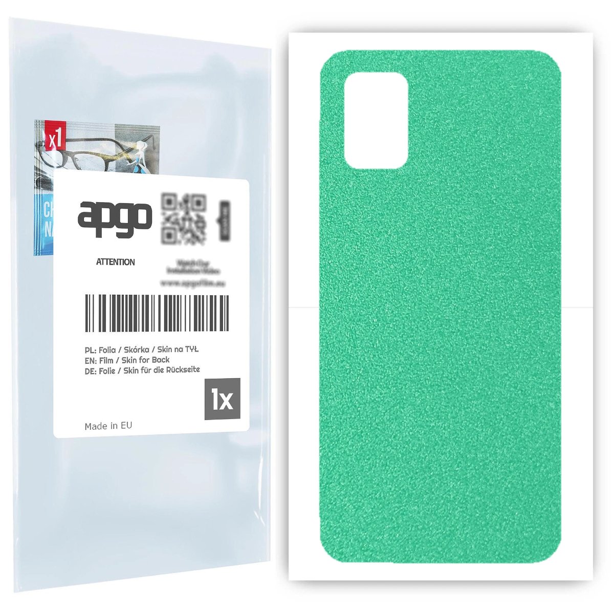 Folia naklejka skórka strukturalna na TYŁ do Samsung Galaxy A51 5G -  Seledynowy Pastel Matowy Chropowaty Baranek - apgo SKINS