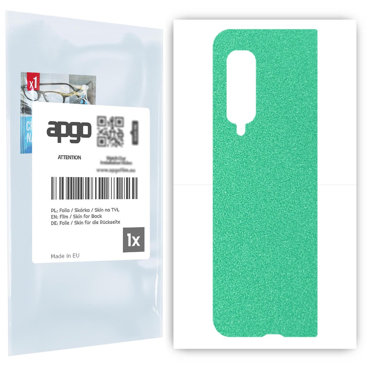 Folia naklejka skórka strukturalna na TYŁ do Samsung Galaxy Fold -  Seledynowy Pastel Matowy Chropowaty Baranek - apgo SKINS