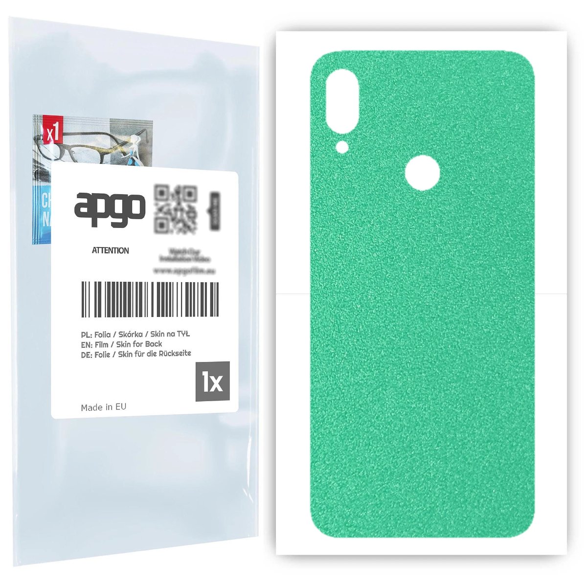 Folia naklejka skórka strukturalna na TYŁ do Xiaomi Redmi Note 7 -  Seledynowy Pastel Matowy Chropowaty Baranek - apgo SKINS
