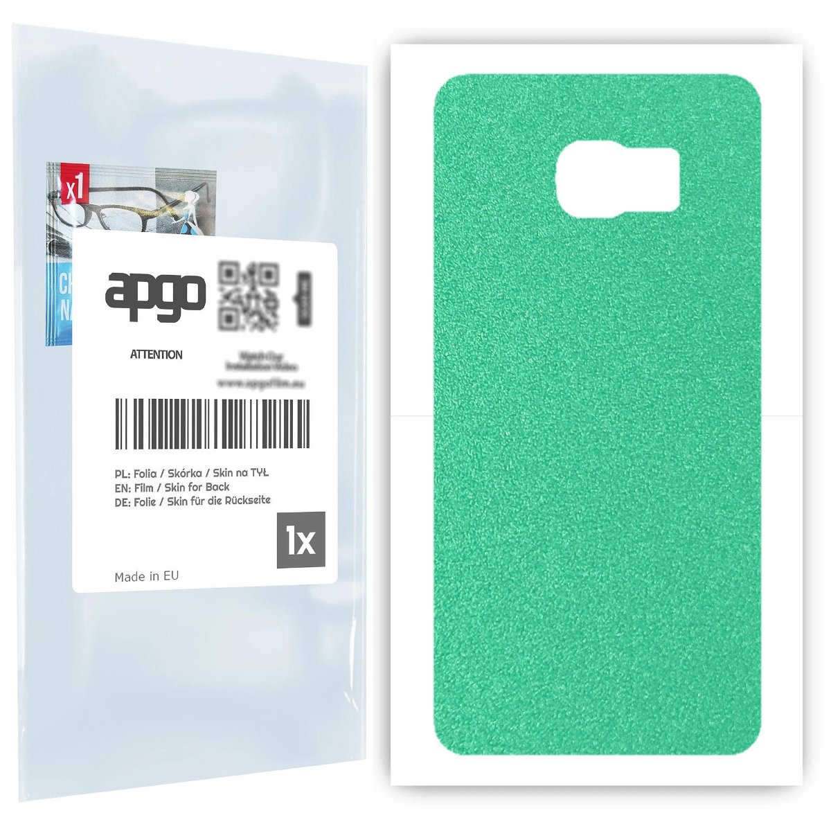 Folia naklejka skórka strukturalna na TYŁ do Samsung Galaxy S6 Edge+ SM-G928F -  Seledynowy Pastel Matowy Chropowaty Baranek - apgo SKINS