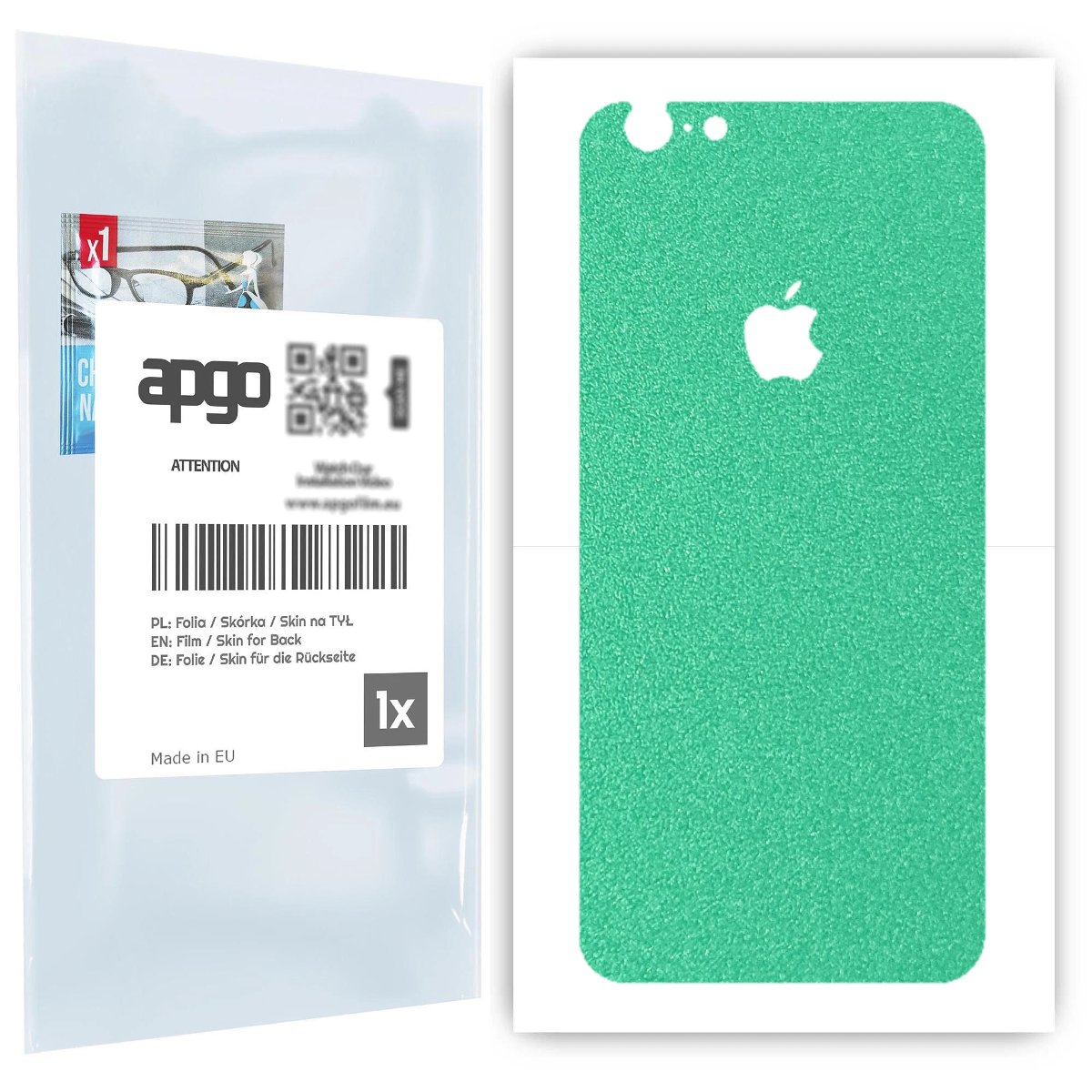 Folia naklejka skórka strukturalna na TYŁ do Apple iPhone 6s -  Seledynowy Pastel Matowy Chropowaty Baranek - apgo SKINS