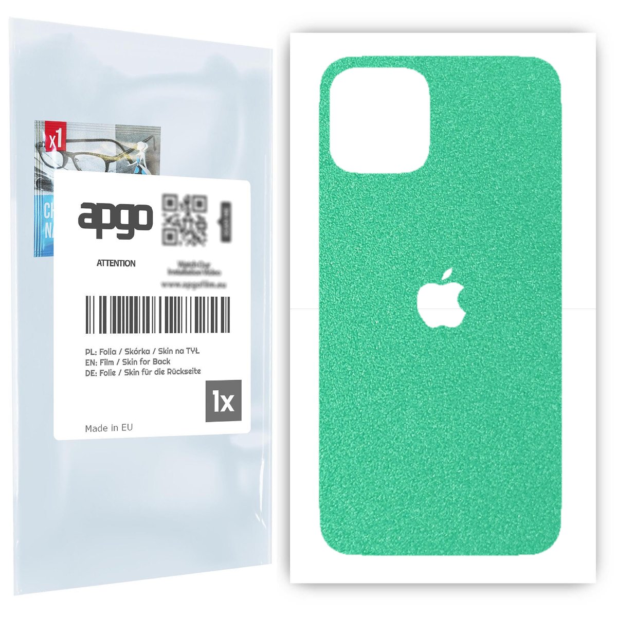 Folia naklejka skórka strukturalna na TYŁ do Apple iPhone 11 Pro -  Seledynowy Pastel Matowy Chropowaty Baranek - apgo SKINS