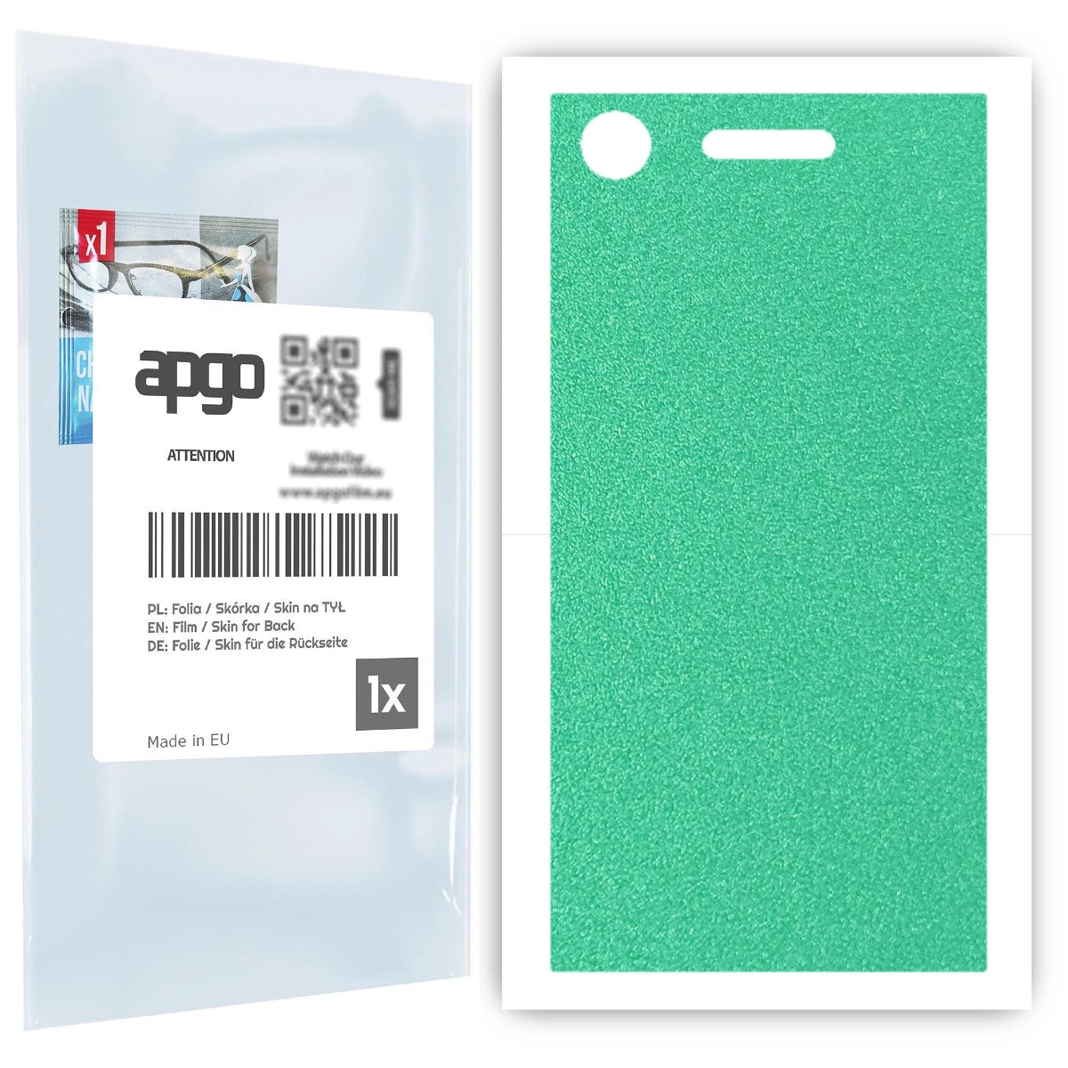 Folia naklejka skórka strukturalna na TYŁ do Sony Xperia XZ1 -  Seledynowy Pastel Matowy Chropowaty Baranek - apgo SKINS