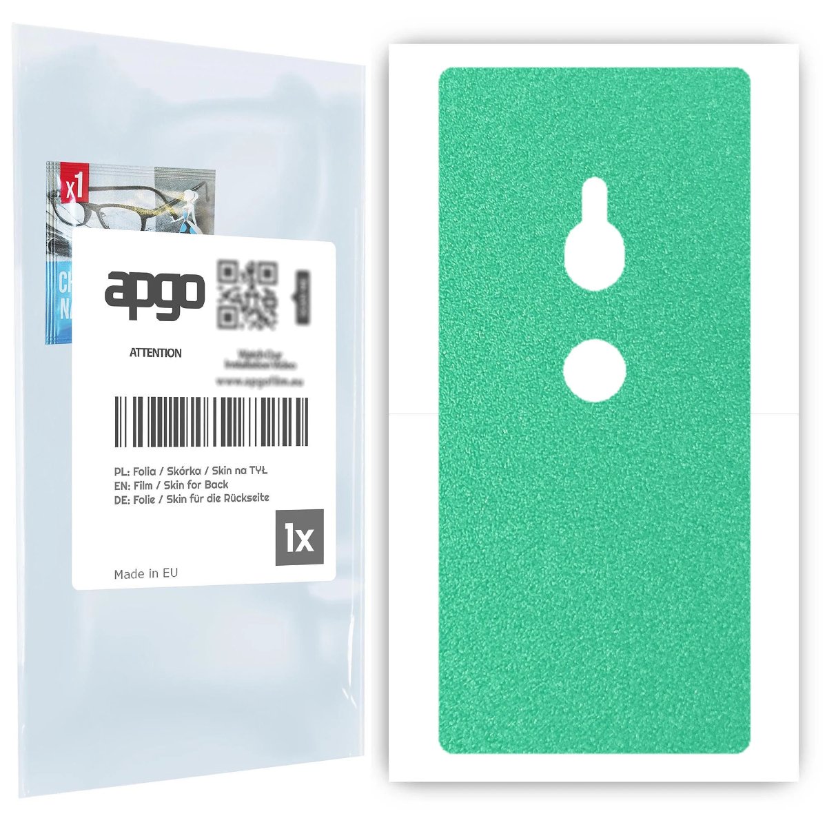 Folia naklejka skórka strukturalna na TYŁ do Sony Xperia XZ2 -  Seledynowy Pastel Matowy Chropowaty Baranek - apgo SKINS