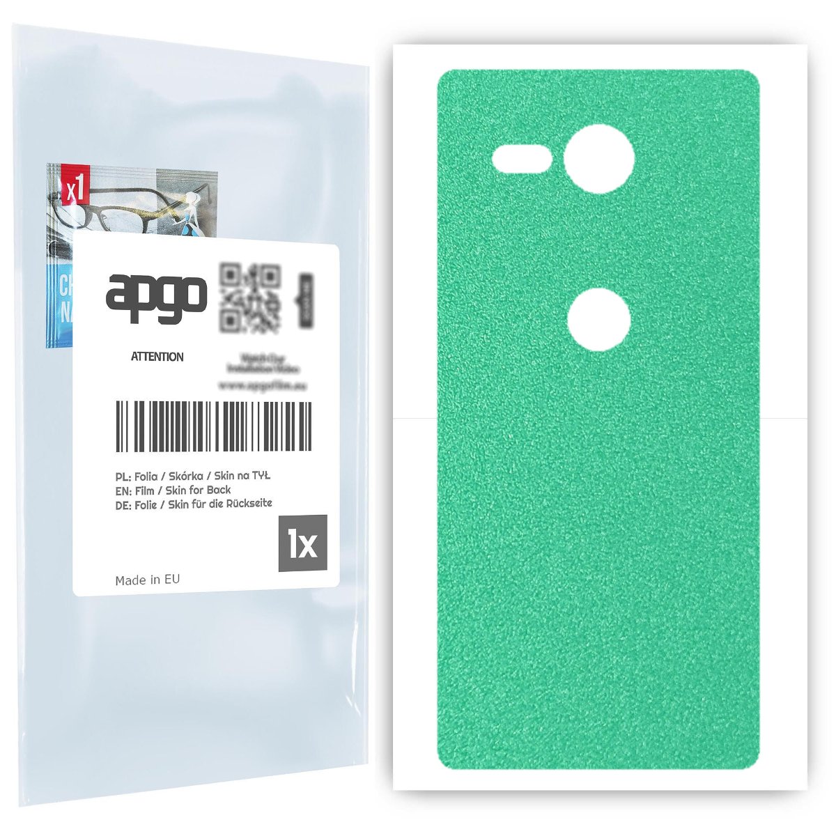 Folia naklejka skórka strukturalna na TYŁ do Sony Xperia XZ2 Compact -  Seledynowy Pastel Matowy Chropowaty Baranek - apgo SKINS