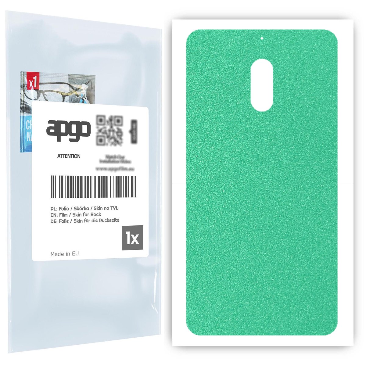 Folia naklejka skórka strukturalna na TYŁ do Nokia 6 -  Seledynowy Pastel Matowy Chropowaty Baranek - apgo SKINS