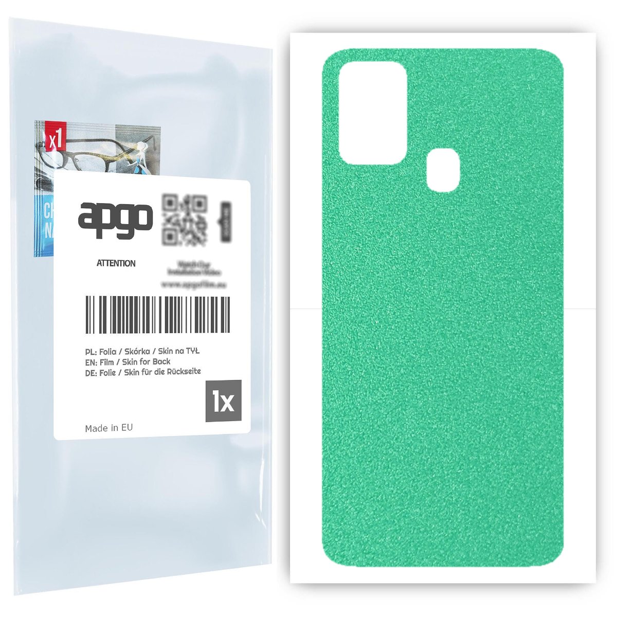 Folia naklejka skórka strukturalna na TYŁ do Samsung Galaxy M21s -  Seledynowy Pastel Matowy Chropowaty Baranek - apgo SKINS