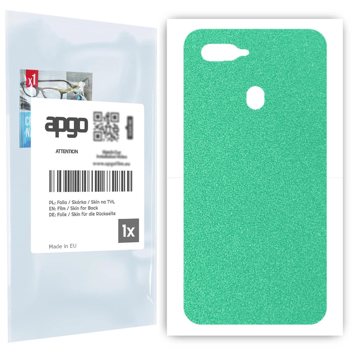 Folia naklejka skórka strukturalna na TYŁ do Oppo A7 -  Seledynowy Pastel Matowy Chropowaty Baranek - apgo SKINS