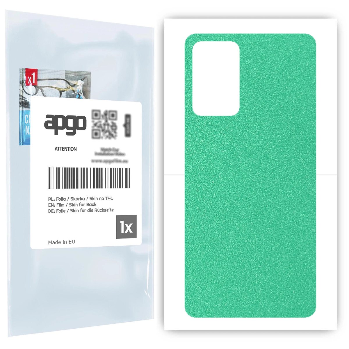 Folia naklejka skórka strukturalna na TYŁ do Samsung Galaxy A72 -  Seledynowy Pastel Matowy Chropowaty Baranek - apgo SKINS