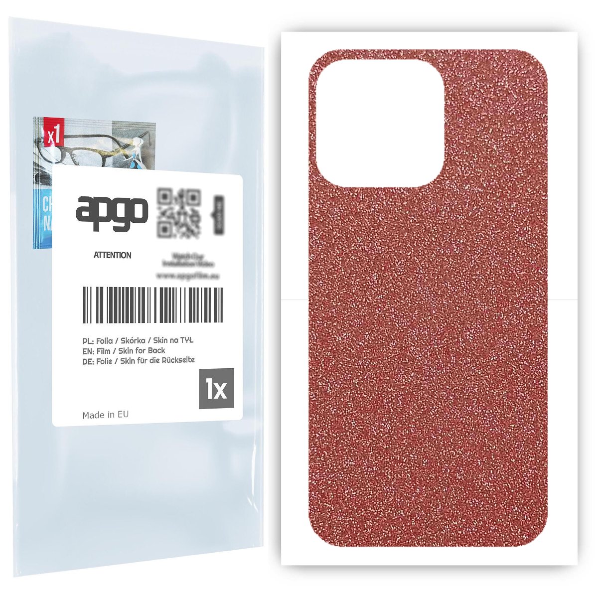 Folia naklejka skórka strukturalna na TYŁ do Apple iPhone 13 Pro -  Brokat Brzoskwiniowy - apgo SKINS