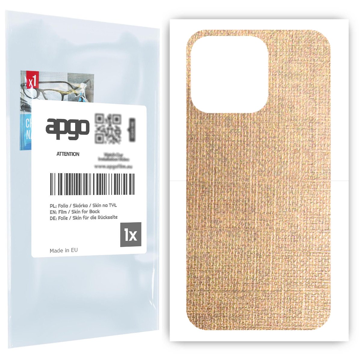 Folia naklejka skórka strukturalna na TYŁ do Apple iPhone 13 Pro -  Tkanina Denim Beżowy - apgo SKINS