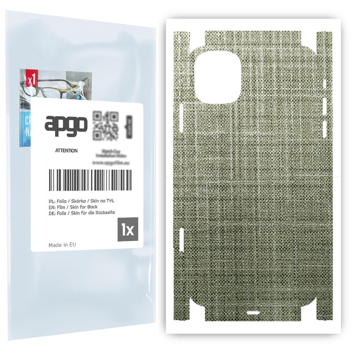 Folia naklejka skórka strukturalna na TYŁ+BOKI do Apple iPhone 11 -  Tkanina Lniana - apgo SKINS