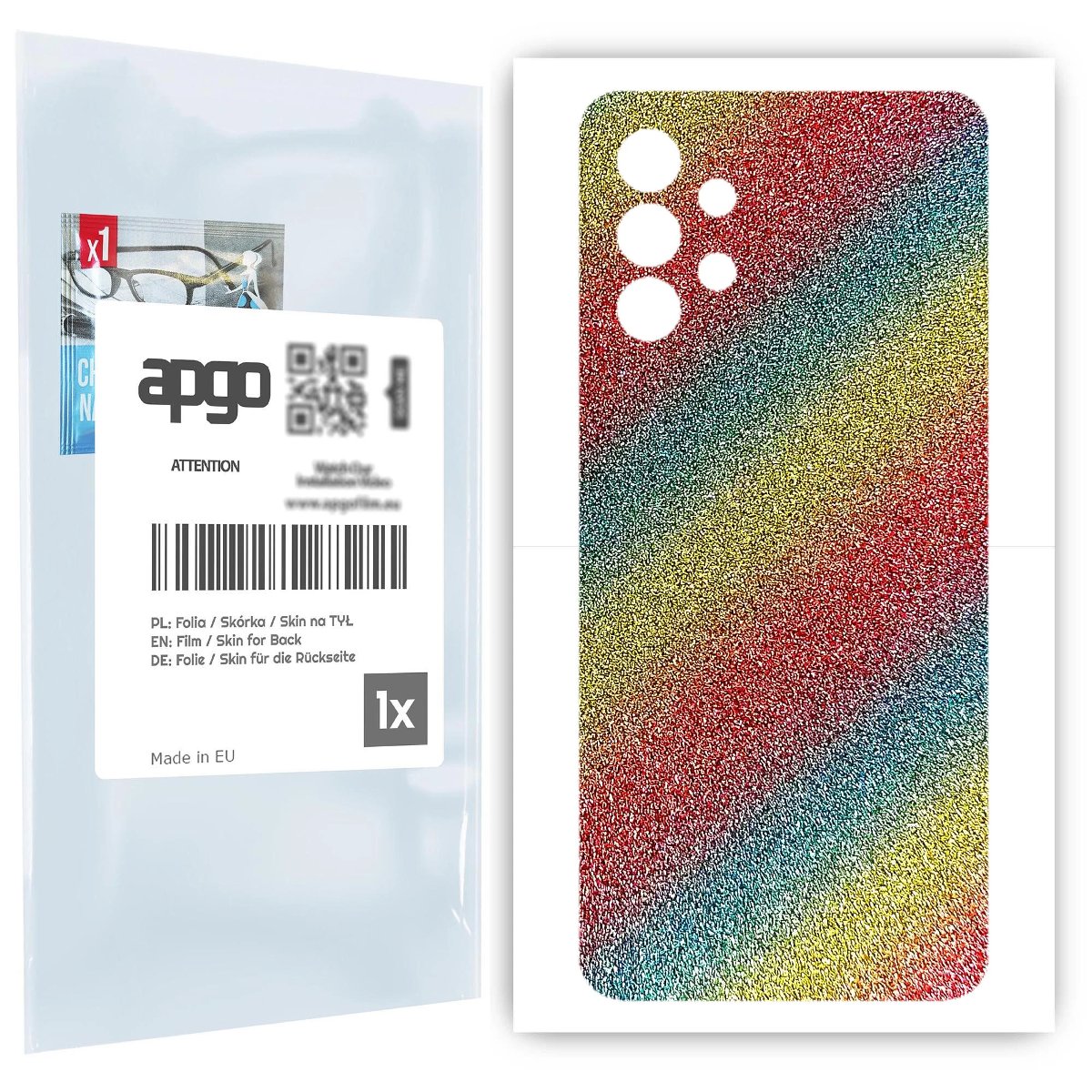 Folia naklejka skórka strukturalna na TYŁ do Samsung Galaxy A32 4G -  Brokat Tęcza - apgo SKINS