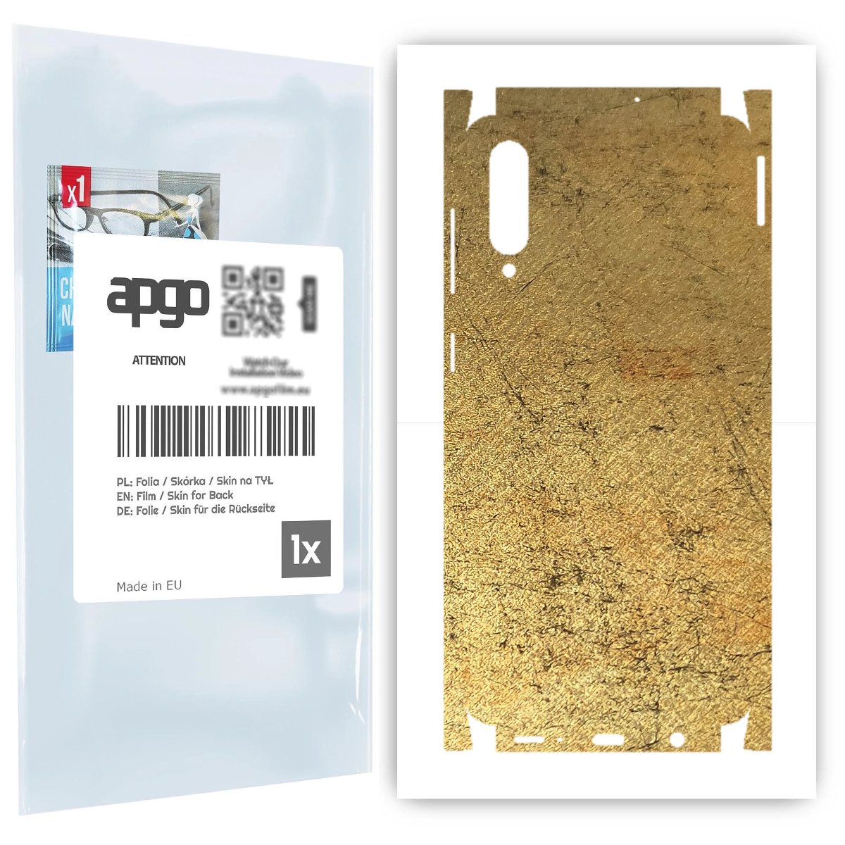Folia naklejka skórka strukturalna na TYŁ+BOKI do Samsung Galaxy A50s -  Antyczne Złoto - apgo SKINS