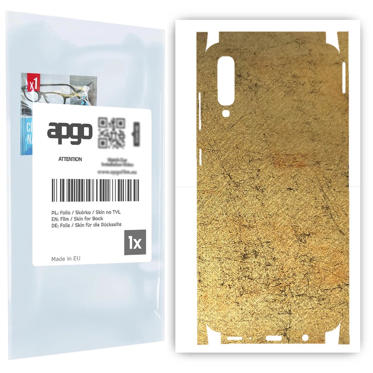 Folia naklejka skórka strukturalna na TYŁ+BOKI do Samsung Galaxy A70 -  Antyczne Złoto - apgo SKINS