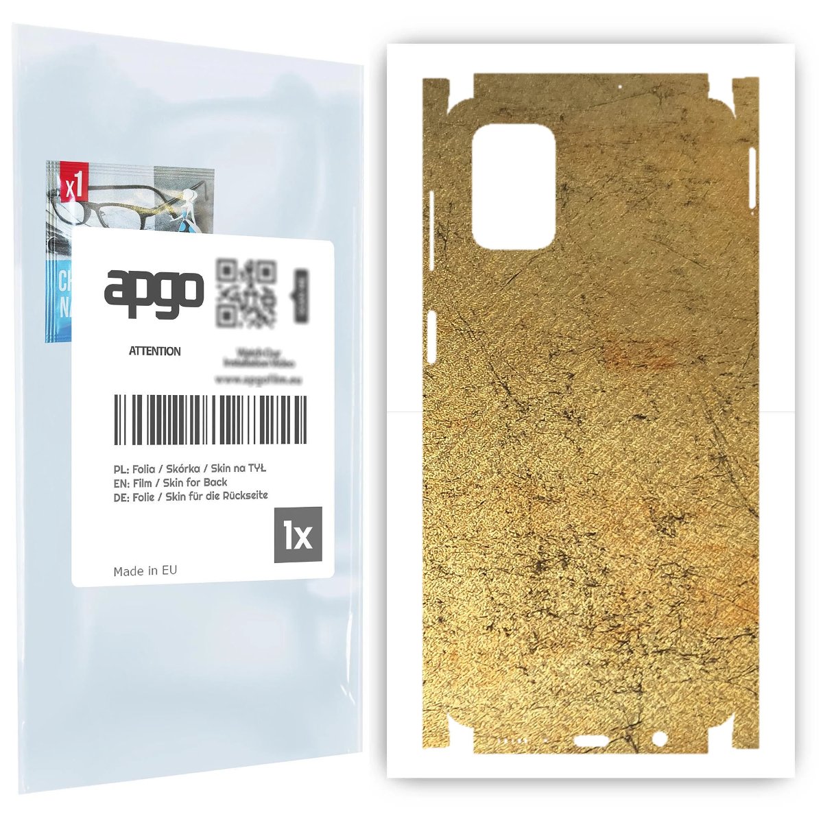Folia naklejka skórka strukturalna na TYŁ+BOKI do Samsung Galaxy M51 -  Antyczne Złoto - apgo SKINS