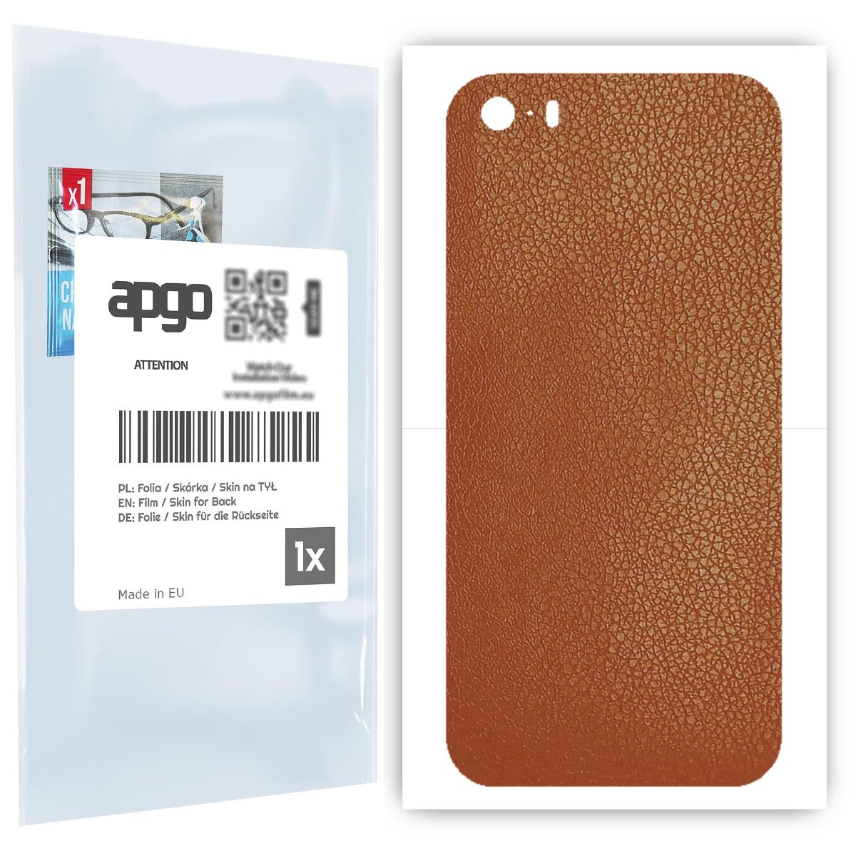 Folia naklejka skórka strukturalna na TYŁ do Apple iPhone 5s -  Skóra Brązowa - apgo SKINS