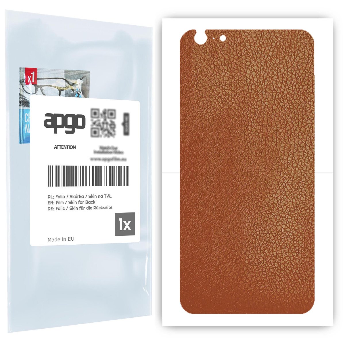 Folia naklejka skórka strukturalna na TYŁ do Apple iPhone 6s Plus -  Skóra Brązowa - apgo SKINS
