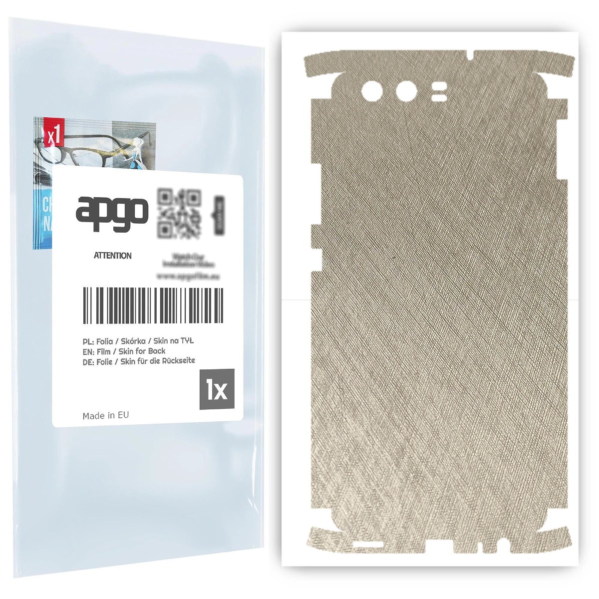 Folia naklejka skórka strukturalna na TYŁ+BOKI do Huawei P10 -  Tytan Srebrny - apgo SKINS