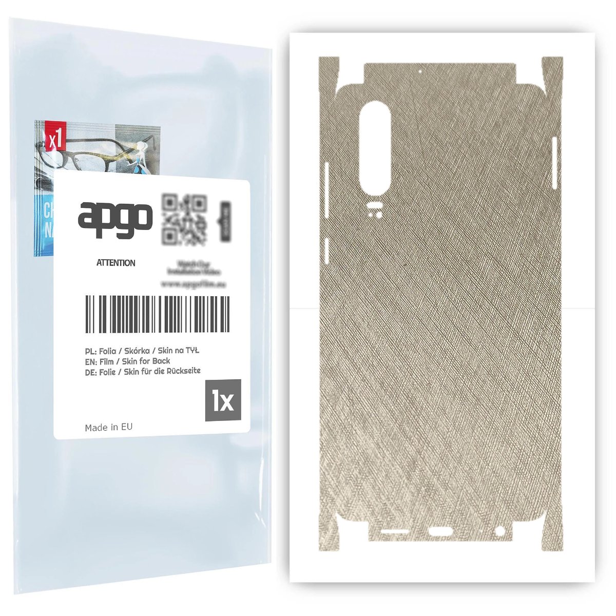 Folia naklejka skórka strukturalna na TYŁ+BOKI do Huawei P30 -  Tytan Srebrny - apgo SKINS