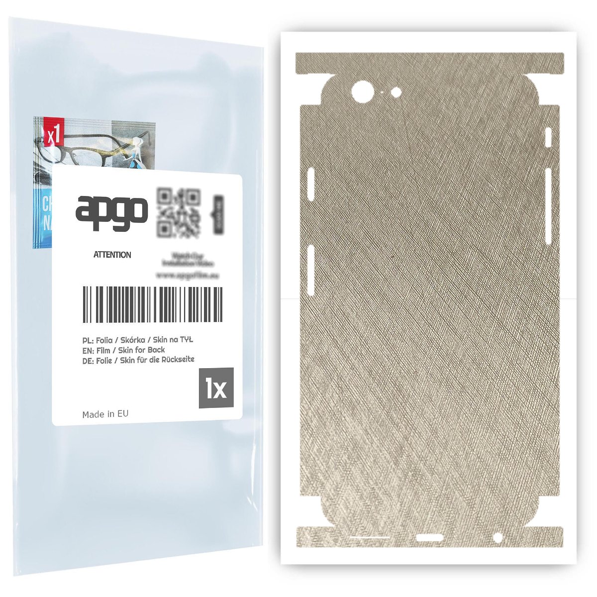 Folia naklejka skórka strukturalna na TYŁ+BOKI do Apple iPhone 6 -  Tytan Srebrny - apgo SKINS