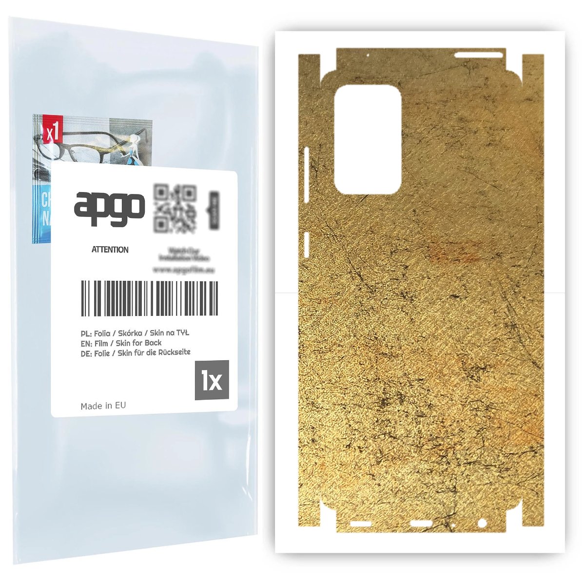 Folia naklejka skórka strukturalna na TYŁ+BOKI do Samsung Galaxy A72 -  Antyczne Złoto - apgo SKINS